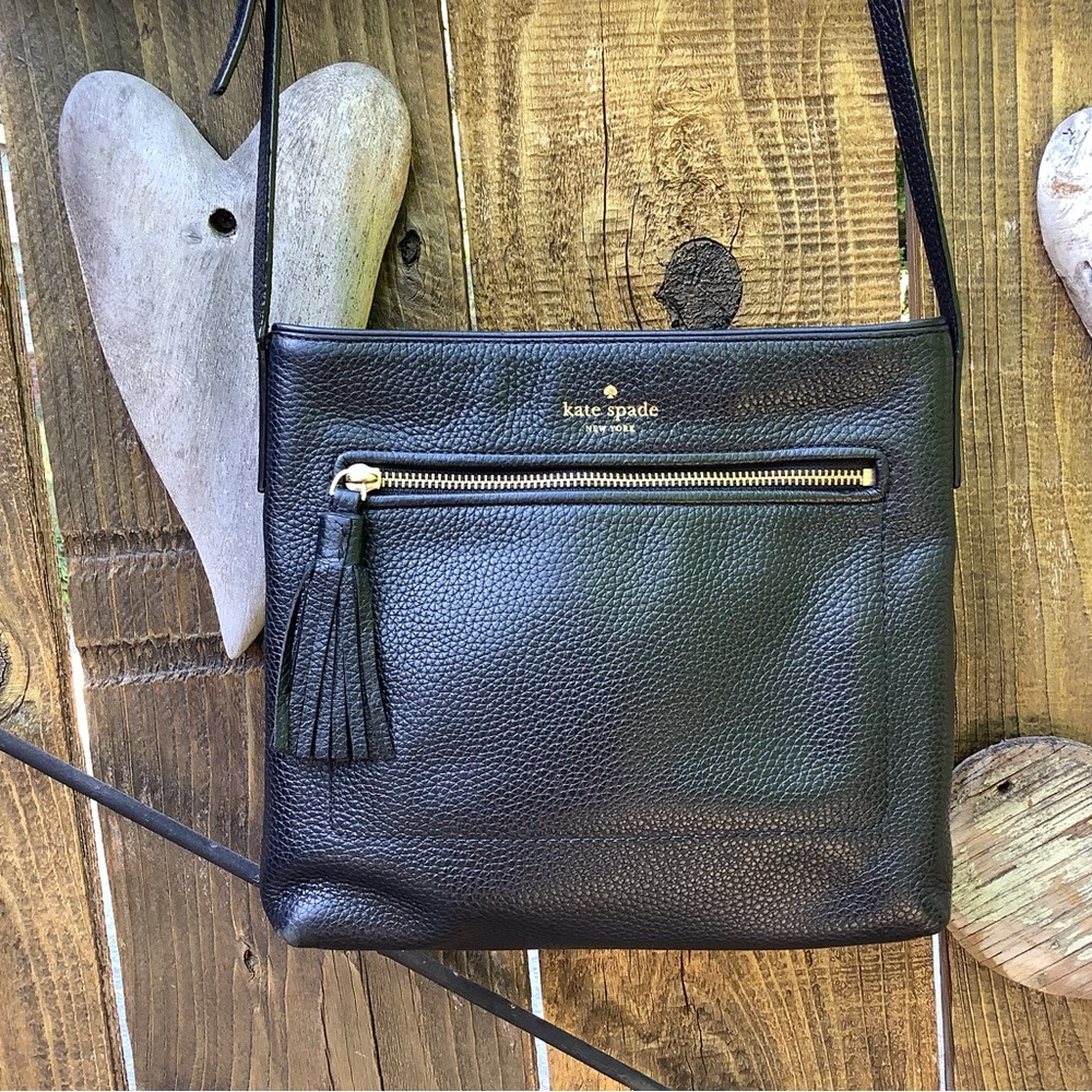 Kate Spade crossbody purse, black leather